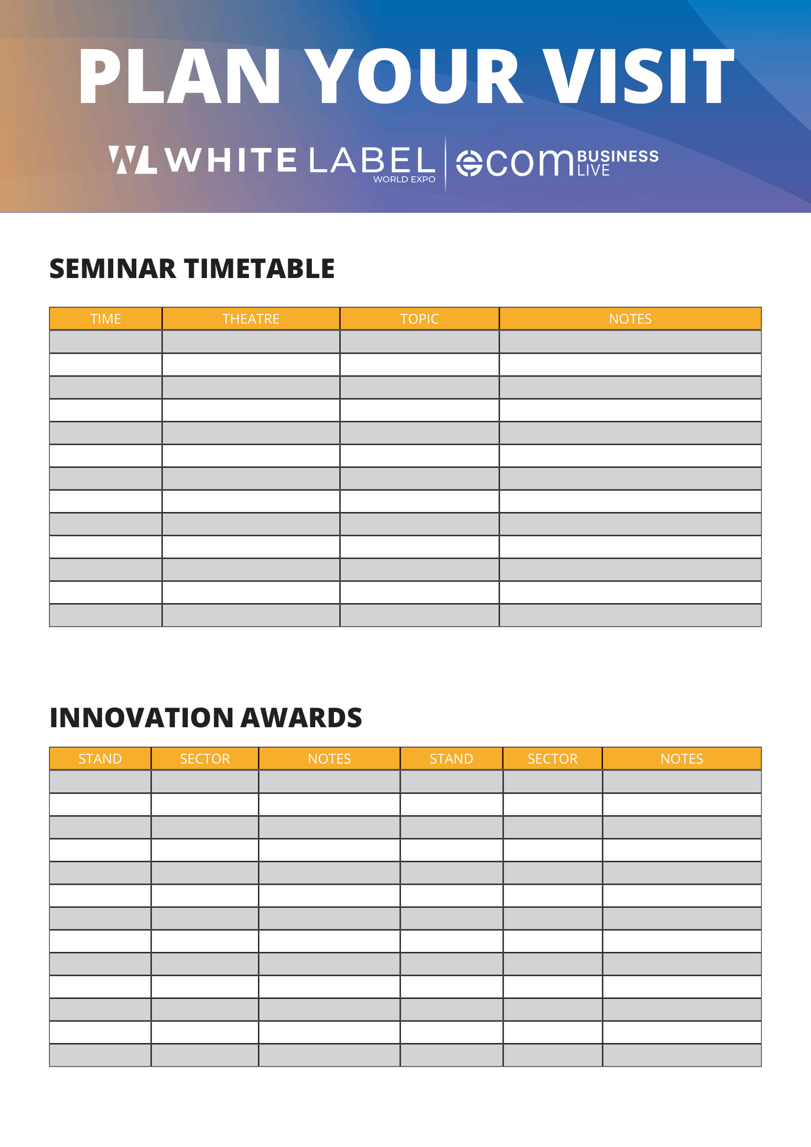 Plan your day with this timetable